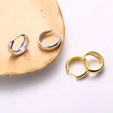 925 Silver Thick Hoop Earrings Classic Style for Women