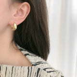 925 Silver Thick Hoop Earrings Classic Style for Women