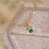 925 Silver Green Crystal Mini Pendant Necklace for Women