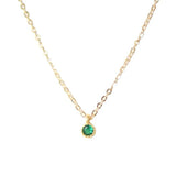 925 Silver Green Crystal Mini Pendant Necklace for Women