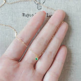 925 Silver Green Crystal Mini Pendant Necklace for Women