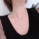 925 Silver Green Crystal Mini Pendant Necklace for Women