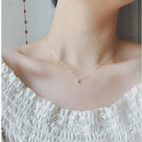 925 Silver Green Crystal Mini Pendant Necklace for Women
