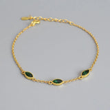 925 Silver Green Zircon Eye Shape Bracelet for Women