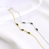 925 Silver Green Zircon Eye Shape Bracelet for Women