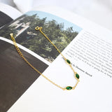 925 Silver Green Zircon Eye Shape Bracelet for Women