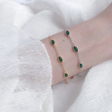 925 Silver Green Zircon Eye Shape Bracelet for Women