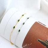 925 Silver Green Zircon Eye Shape Bracelet for Women