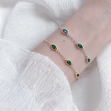 925 Silver Green Zircon Eye Shape Bracelet for Women