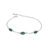 925 Silver Green Zircon Eye Shape Bracelet for Women