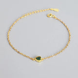 925 Silver Green Zircon Heart Bracelet for Women