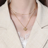 925 Silver Double Layer Heart Necklace Original Wreath Pendant