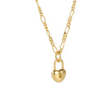 925 Silver Heart Lock Star Necklace Women Birthday Jewelry