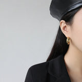 925 Silver C Shape Stud Earrings Thick Minimalist Exaggeration Jewelry