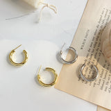 925 Silver C Shape Stud Earrings Thick Minimalist Exaggeration Jewelry