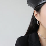 925 Silver C Shape Stud Earrings Thick Minimalist Exaggeration Jewelry