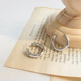 925 Silver C Shape Stud Earrings Thick Minimalist Exaggeration Jewelry