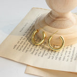 925 Silver C Shape Stud Earrings Thick Minimalist Exaggeration Jewelry