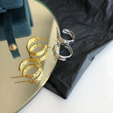 925 Silver Concave C Shape Stud Earrings for Women