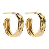 925 Silver Concave C Shape Stud Earrings for Women