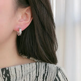 925 Silver Concave C Shape Stud Earrings for Women