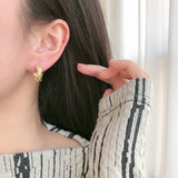 925 Silver Concave C Shape Stud Earrings for Women