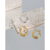 925 Silver Textured Hoop Earrings for Women