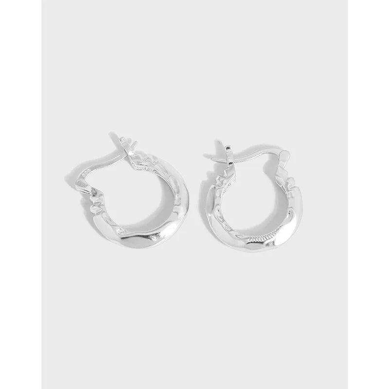 925 Silver Textured Hoop Earrings for Women