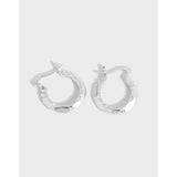 925 Silver Textured Hoop Earrings for Women