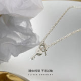 925 Silver Key Heart Pendant Necklace for Women O T