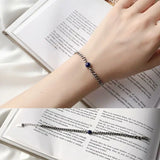 925 Silver Lapis Chain Bracelet Women's Jewelry Gift