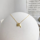 925 Silver Lock Key Pendant Necklace Women's Jewelry Girls