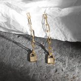 925 Silver Chain Lock Earrings for Women Minimalist Jewelry