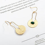 925 Silver Malachite Long Drop Earrings Watermelon Veins French Big Earrings