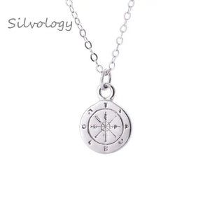 925 Silver Mini Compass Pendant Necklace Fashionable Friendship Jewelry