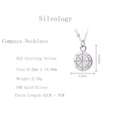 925 Silver Mini Compass Pendant Necklace Fashionable Friendship Jewelry