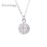 925 Silver Mini Compass Pendant Necklace Fashionable Friendship Jewelry