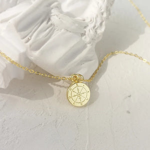 925 Silver Mini Compass Pendant Necklace Fashionable Friendship Jewelry