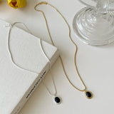 925 Silver Agate Oval Pendant Necklace Vintage Twist Chain Jewelry