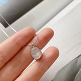 925 Silver Natural Crystal Pendant Oval Necklace Statement Aesthetics