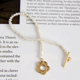 925 Silver Freshwater Pearl Flower Bracelet O T Buckle Cuff