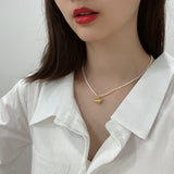 925 Silver Freshwater Pearl Heart Pendant Necklace for Women