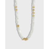 925 Silver Shell Beaded Choker Necklace for Women Minimalist Jewelry
