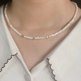 925 Silver Shell Beaded Choker Necklace for Women Minimalist Jewelry