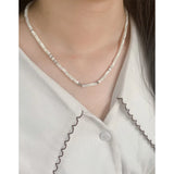 925 Silver Shell Beaded Choker Necklace for Women Minimalist Jewelry