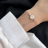 925 Silver Natural Shell Daisy Flower Bracelet for Women