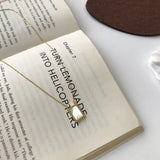 925 Silver Shell Square Pendant Necklace Zircon Minimalist Women Jewelry