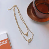 925 Silver O T Buckle Layer Chain Necklace Women's Silver Jewelry