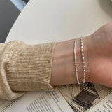 925 Silver Olive Beads Gypsophila Bracelet Double Layer Bling Jewelry