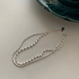 925 Silver Olive Beads Gypsophila Bracelet Double Layer Bling Jewelry